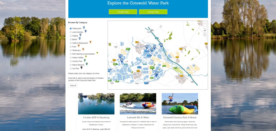 Cotswold Lakes Trust Interactive Custom Map Watersports